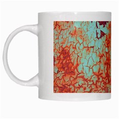 Orange Blue Rust Colorful Texture White Mugs by Nexatart