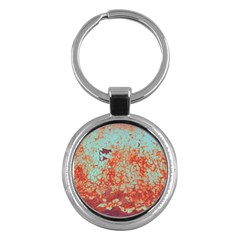 Orange Blue Rust Colorful Texture Key Chains (round) 