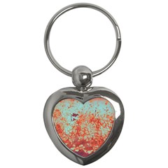 Orange Blue Rust Colorful Texture Key Chains (heart)  by Nexatart