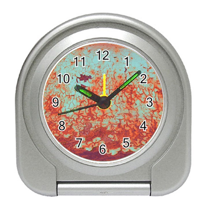 Orange Blue Rust Colorful Texture Travel Alarm Clocks