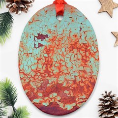 Orange Blue Rust Colorful Texture Oval Ornament (two Sides) by Nexatart