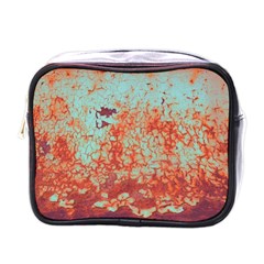 Orange Blue Rust Colorful Texture Mini Toiletries Bags by Nexatart