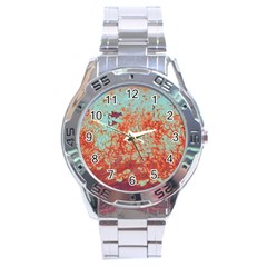 Orange Blue Rust Colorful Texture Stainless Steel Analogue Watch