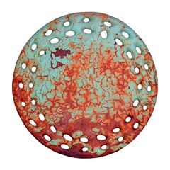 Orange Blue Rust Colorful Texture Ornament (round Filigree)