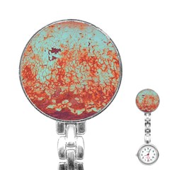 Orange Blue Rust Colorful Texture Stainless Steel Nurses Watch by Nexatart