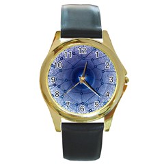 Network Social Abstract Round Gold Metal Watch by Nexatart