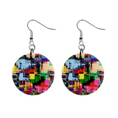 Color Abstract Background Textures Mini Button Earrings