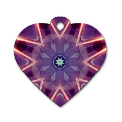 Abstract Glow Kaleidoscopic Light Dog Tag Heart (two Sides) by Nexatart