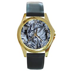 Pattern Abstract Desktop Fabric Round Gold Metal Watch by Nexatart