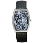 Pattern Abstract Desktop Fabric Barrel Style Metal Watch Front