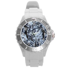 Pattern Abstract Desktop Fabric Round Plastic Sport Watch (l) by Nexatart