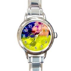 Abstract Bubbles Oil Round Italian Charm Watch by Nexatart