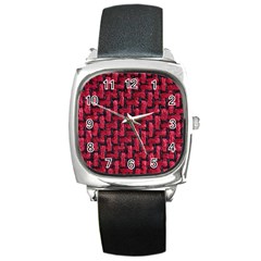 Fabric Pattern Desktop Textile Square Metal Watch by Nexatart