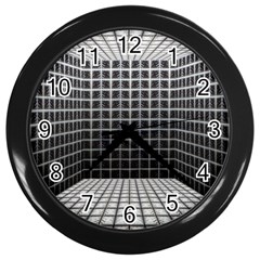 Space Glass Blocks Background Wall Clocks (black) by Nexatart