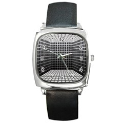 Space Glass Blocks Background Square Metal Watch by Nexatart