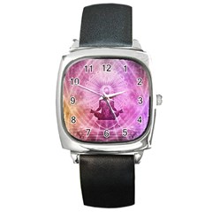 Meditation Spiritual Yoga Square Metal Watch by Nexatart