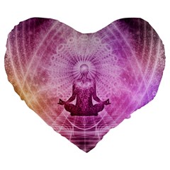 Meditation Spiritual Yoga Large 19  Premium Flano Heart Shape Cushions by Nexatart