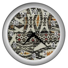 Fabric Textile Abstract Pattern Wall Clocks (silver)  by Nexatart