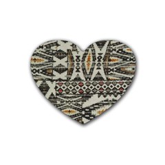 Fabric Textile Abstract Pattern Heart Coaster (4 Pack)  by Nexatart