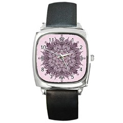 Mandala Pattern Fractal Square Metal Watch by Nexatart