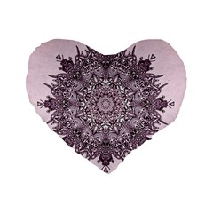 Mandala Pattern Fractal Standard 16  Premium Flano Heart Shape Cushions by Nexatart