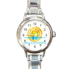 Aviator Round Italian Charm Watch by FunnyCow