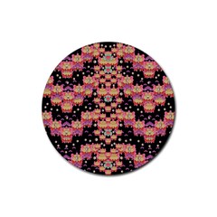 Fantasy Flower Ribbon And Happy Florals Festive Rubber Coaster (round)  by pepitasart