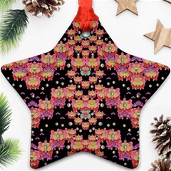 Fantasy Flower Ribbon And Happy Florals Festive Star Ornament (two Sides) by pepitasart