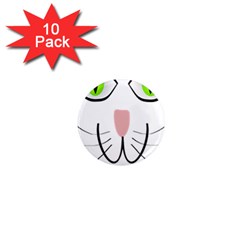 Cat Green Eyes Happy Animal Pet 1  Mini Magnet (10 Pack)  by Sapixe