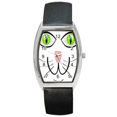 Cat Green Eyes Happy Animal Pet Barrel Style Metal Watch