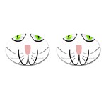 Cat Green Eyes Happy Animal Pet Cufflinks (Oval) Front(Pair)