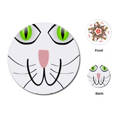 Cat Green Eyes Happy Animal Pet Playing Cards (round)  by Sapixe