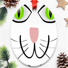 Cat Green Eyes Happy Animal Pet Oval Ornament (two Sides) by Sapixe