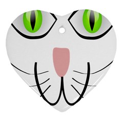 Cat Green Eyes Happy Animal Pet Heart Ornament (two Sides) by Sapixe