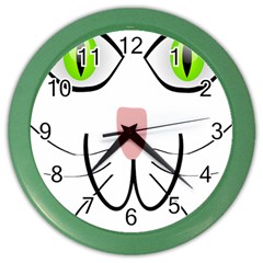 Cat Green Eyes Happy Animal Pet Color Wall Clocks by Sapixe