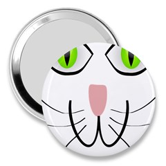 Cat Green Eyes Happy Animal Pet 3  Handbag Mirrors by Sapixe