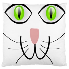 Cat Green Eyes Happy Animal Pet Large Flano Cushion Case (two Sides) by Sapixe