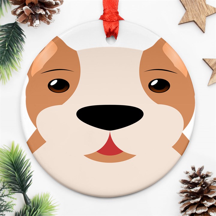 Dog Animal Boxer Family House Pet Round Ornament (Two Sides)