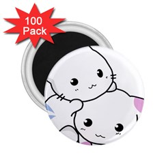 Kitty Cuddling Cat Kitten Feline 2 25  Magnets (100 Pack)  by Sapixe