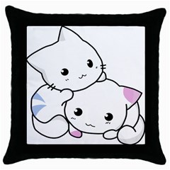 Kitty Cuddling Cat Kitten Feline Throw Pillow Case (black) by Sapixe