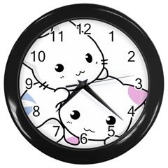 Kitty Cuddling Cat Kitten Feline Wall Clocks (black) by Sapixe