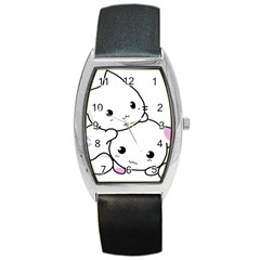 Kitty Cuddling Cat Kitten Feline Barrel Style Metal Watch