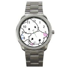 Kitty Cuddling Cat Kitten Feline Sport Metal Watch by Sapixe