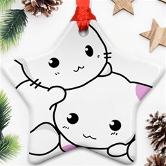 Kitty Cuddling Cat Kitten Feline Star Ornament (two Sides) by Sapixe