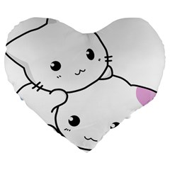 Kitty Cuddling Cat Kitten Feline Large 19  Premium Heart Shape Cushions by Sapixe