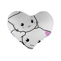 Kitty Cuddling Cat Kitten Feline Standard 16  Premium Flano Heart Shape Cushions by Sapixe