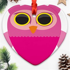 Sowa Owls Bird Wild Birds Pen Heart Ornament (two Sides) by Sapixe