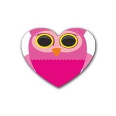 Sowa Owls Bird Wild Birds Pen Rubber Coaster (heart)  by Sapixe