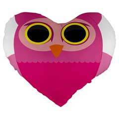 Sowa Owls Bird Wild Birds Pen Large 19  Premium Heart Shape Cushions by Sapixe