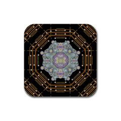 Butterflies And Flowers A In Romantic Universe Rubber Square Coaster (4 Pack)  by pepitasart